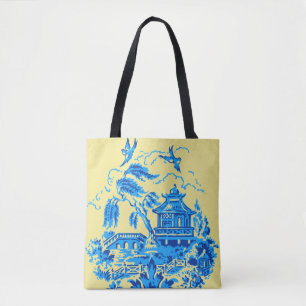Chine saule bleu sur le Sac fourre-tout jaune beur
