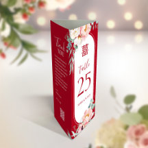 Chinese 3 in 1 Table number, Menu & thank you card