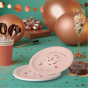 Chinese Ai Love Red Cherry Blossoms Engagement Pap Paper Plate