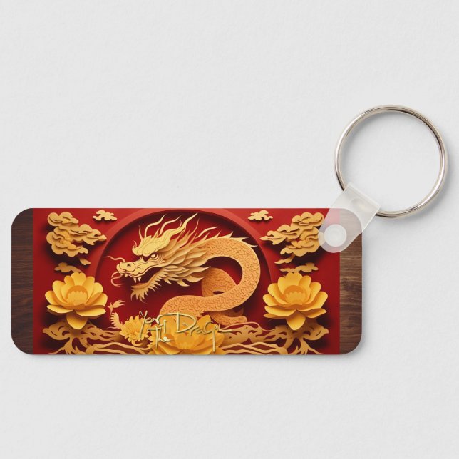 Chinese and Vietnamese Wood Dragon Year Monogram K Keychain (Front)