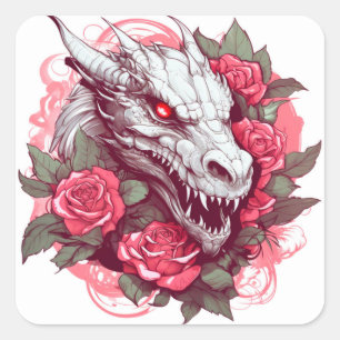 Chinese angry dragon square sticker