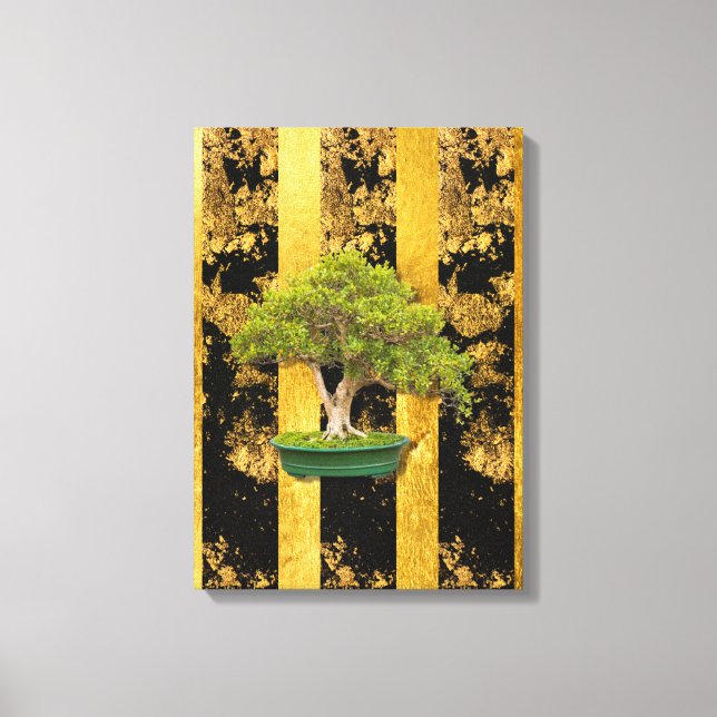Chinese Asian Bonsai Tree Stretched Canvas Print (Front)