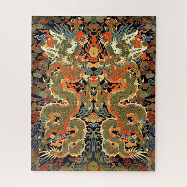 Chinese Asian Dragon Colorful Art Jigsaw Puzzle (Vertical)
