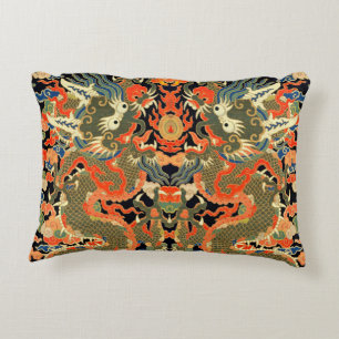 Chinese Asian Dragon Colourful Art Accent Pillow
