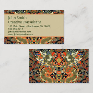 Chinese Asian Dragon Colourful Art Business Card