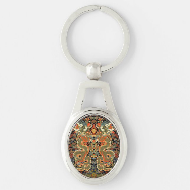 Chinese Asian Dragon Colourful Art Keychain (Front)