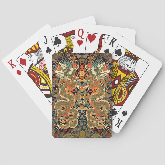 Chinese Asian Dragon Colourful Art Playing Cards (Back)