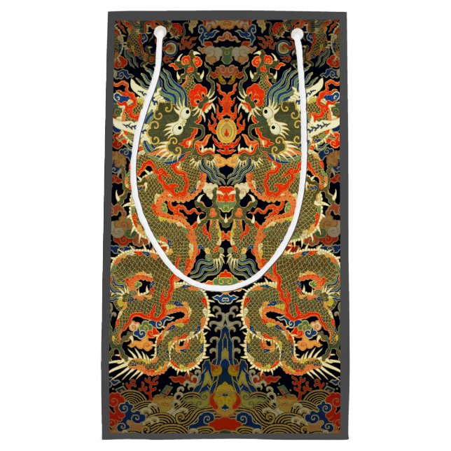 Chinese Asian Dragon Colourful Art Small Gift Bag (Front)