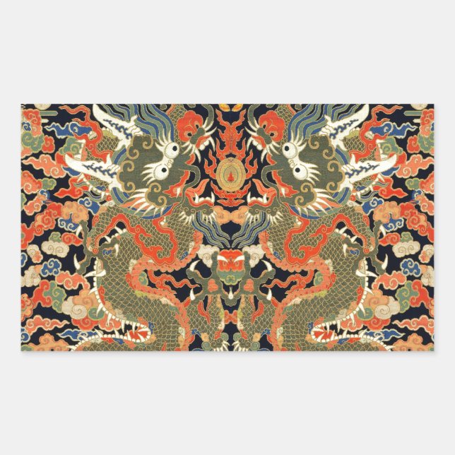 Chinese Asian Dragon Colourful Art Sticker (Front)