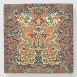 Chinese Asian Dragon Colourful Art Stone Coaster