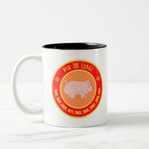 Chinese Astrology Pig sign Two-Tone Coffee Mug