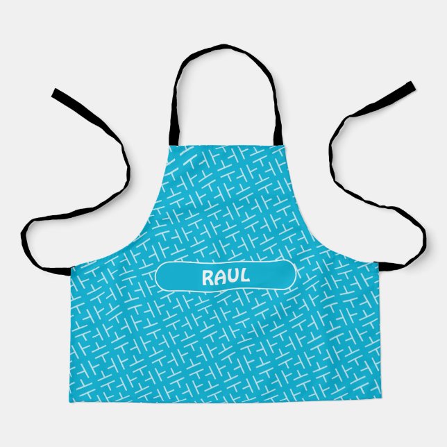 Chinese Blue White Minimal Pattern Apron (Front)