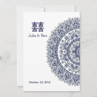 Chinese Blue White Porcelain Double Happiness