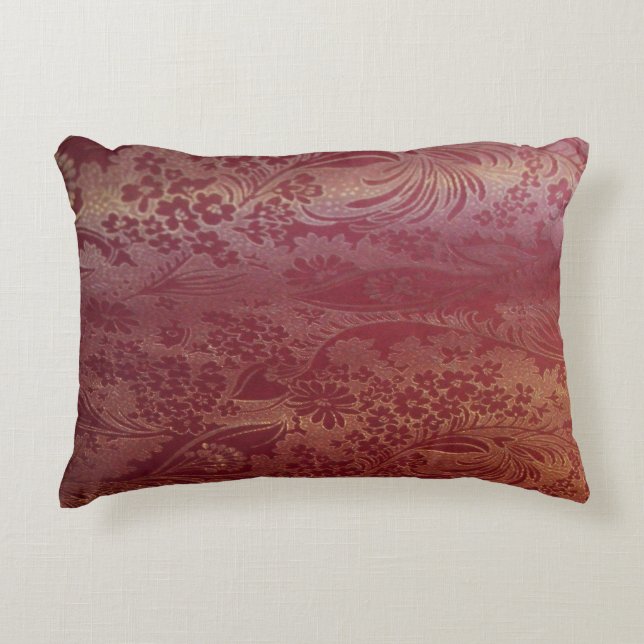 Chinese Brocade Pink Accent Pillow (Front)