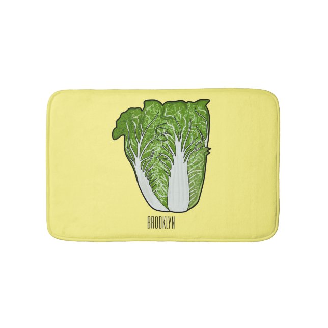 Chinese cabbage cartoon illustration  bath mat (Front)