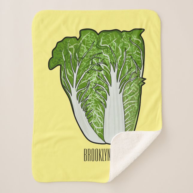 Chinese cabbage cartoon illustration sherpa blanket (Front)