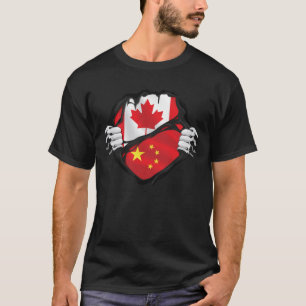 Chinese Canadian Hands Ripped Roots Flag T-Shirt