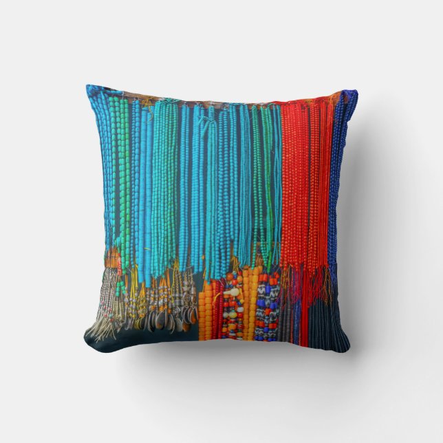 Chinese Ceramic Beads | Beijing Throw Pillow (Front)