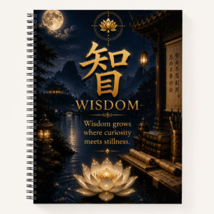 Chinese Character 智 Wisdom (Zhi) Lotus Notebook