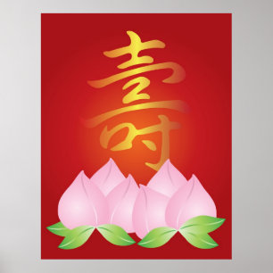 Chinese Character Calligraphy Longevity Illustrati Poster