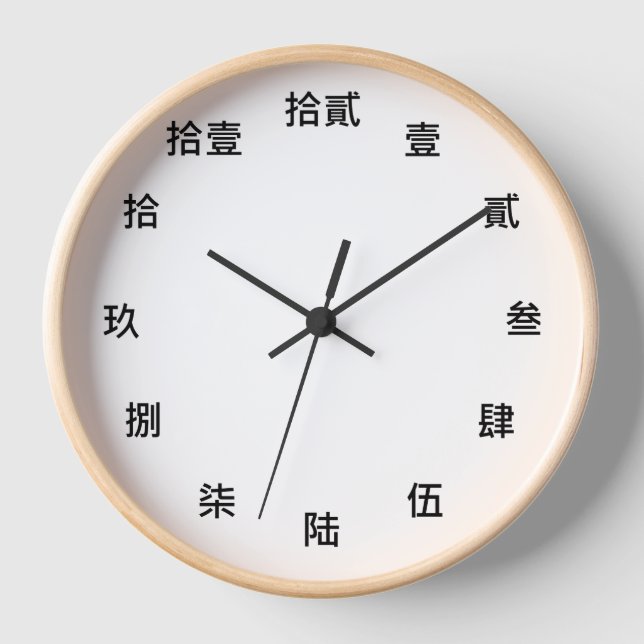 Chinese Character Wall Wood Clock (Front)