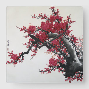 Chinese Cherry Blossom Square Wall Clock