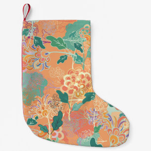 Chinese chrysanthemum: floral orange pattern. small christmas stocking
