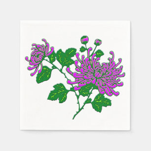 Chinese chrysanthemums - lavender napkin