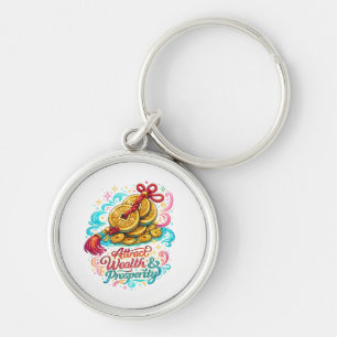 Chinese Coins Lucky Charm Round Keychain Feng Sh