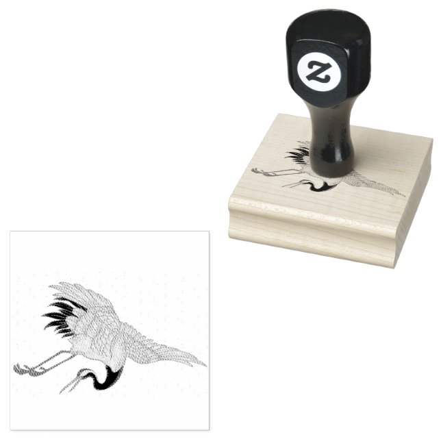 Chinese Crane Bird Rubber Stamp (Stamped)
