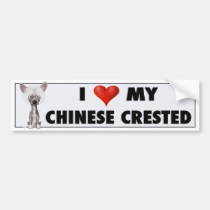 Chinese Crested 2 Love CR1 Bumper Sticker