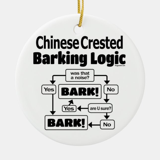 Chinese Crested Barking Logic Ceramic Ornament (Front)