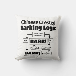 Chinese Crested Barking Logic Throw Pillow
