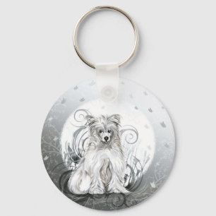 Chinese Crested Blue Keychain