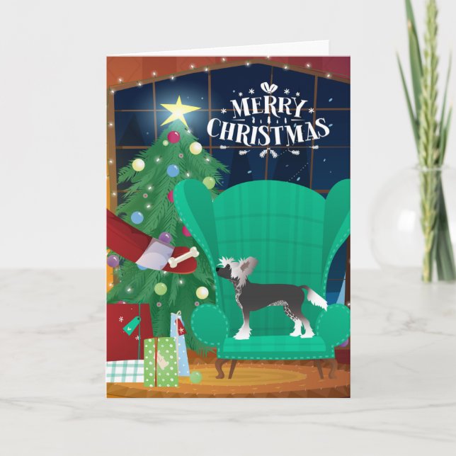 Chinese Crested Christmas Santa's Gift Holiday (Front)