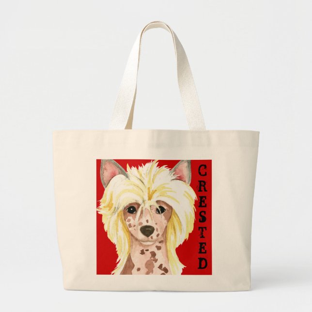 Chinese Crested Colour Block Large Tote Bag (Front)