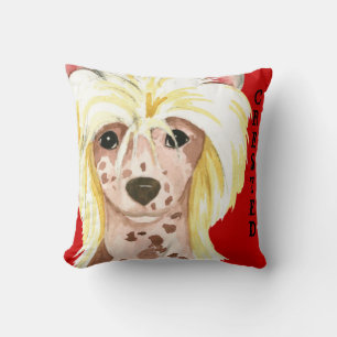 Chinese Crested Colour Block Throw Pillow