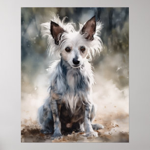 Chinese Crested Dog Art Print Poster