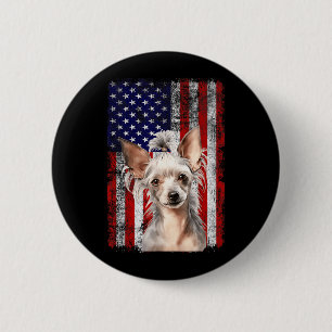 Chinese Crested Dog Lover Flag 4th of July 2 Inch Round Button