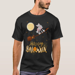 Chinese Crested Dog Ride Witch Shotgun Halloween T-Shirt