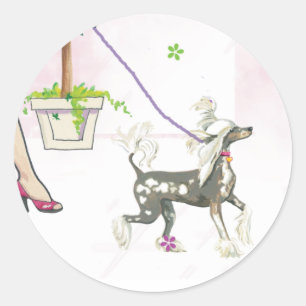 Chinese Crested Dog Walking Stickers Tags