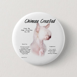 Chinese Crested (hairless) History Design 2 Inch Round Button