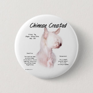 Chinese Crested (hairless) History Design 2 Inch Round Button