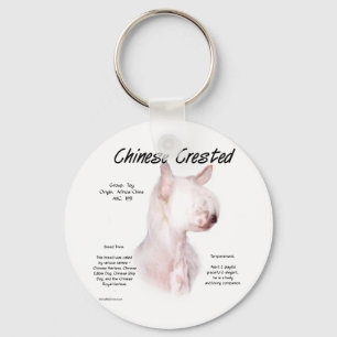 Chinese Crested (hairless) History Design Keychain