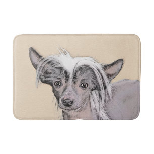 Chinese Crested Hairless Painting Original Dog Art Bath Mat