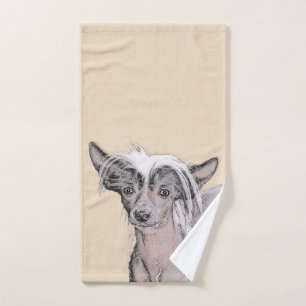 Chinese Crested Hairless Painting Original Dog Art Bath Towel Set