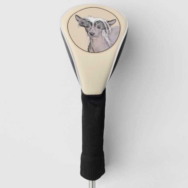 Chinese Crested Hairless Painting Original Dog Art Golf Head Cover (Front)