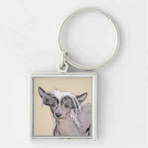 Chinese Crested Hairless Painting Original Dog Art Keychain