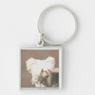 Chinese Crested Hairless Painting Original Dog Art Keychain