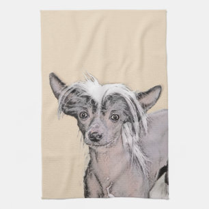 Chinese Crested Hairless Painting Original Dog Art Kitchen Towel